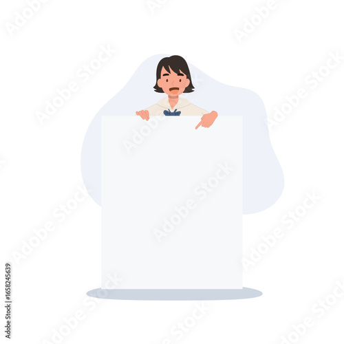 asian child primary schoolgirl in thai uniform holding empty board