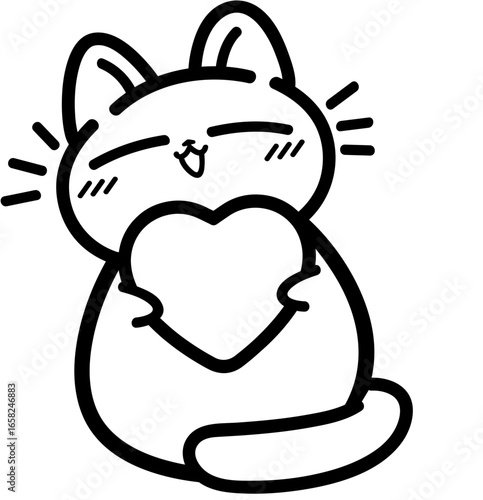 cute cat in love with heart for valentine's day, layered cut file - 
