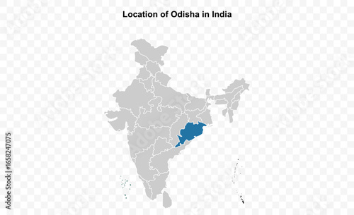 Odisha map closeup, Indian states, suitable for education, business, presentations, print, web use, and creative geographic projects. Indian union territory.