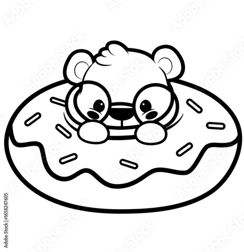 cute bear in a donut - cut file printable