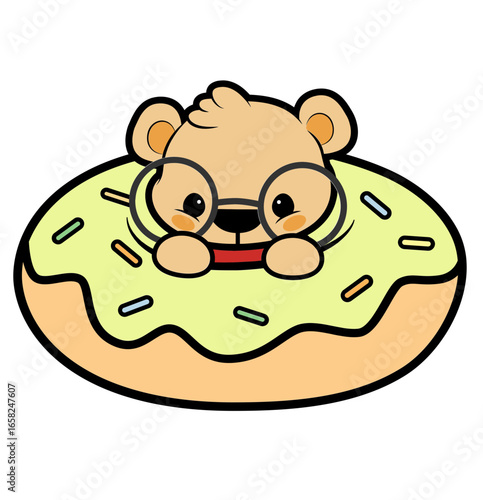 cute bear in a donut - cut file printable