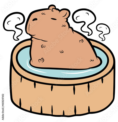 cute funny capibara in hot tub
