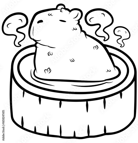 cute funny capibara in hot tub