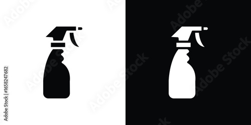 Spray Bottle Icon in Black and White, Isolated on White Background