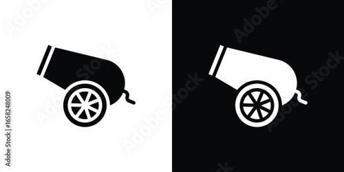 Cannon Icon in Black and White with Simple Design