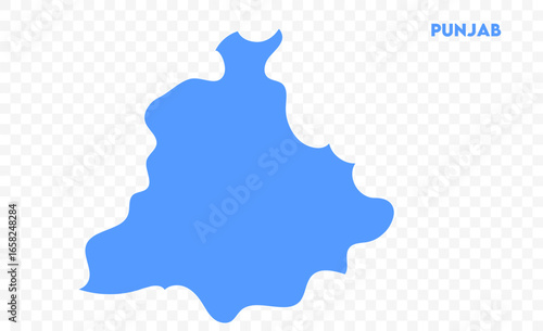 Punjab map drawing, Indian states, suitable for education, business, presentations, print, web use, and creative geographic projects. Indian union territory.