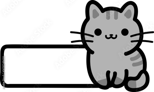 cute kitten minimal frame - layered cut file -