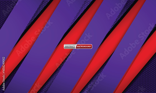 Abstract Red and Purple Geometric Background with Diagonal Stripes and Hexagon Texture