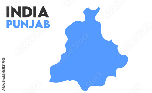 Punjab state map, Indian states, suitable for education, business, presentations, print, web use, and creative geographic projects. Indian union territory.
