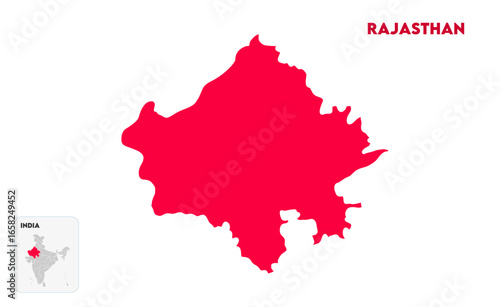 Rajasthan map design, Indian states, suitable for education, business, presentations, print, web use, and creative geographic projects. Indian union territory.