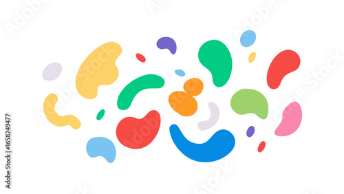 A vibrant collection of colorful abstract shapes, creating a dynamic and eyecatching pattern for various designs