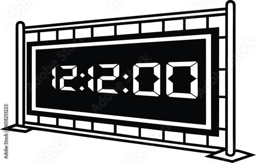 Digital clock displaying twelve o clock in a rectangular silhouette