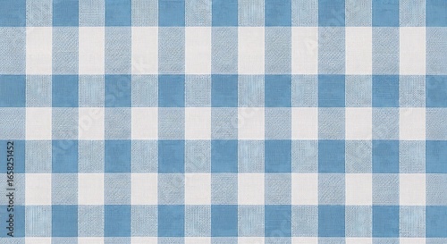 Blue and White Gingham Fabric Pattern Texture Background