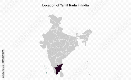 Tamil Nadu map closeup, Indian states, suitable for education, business, presentations, print, web use, and creative geographic projects. Indian union territory.