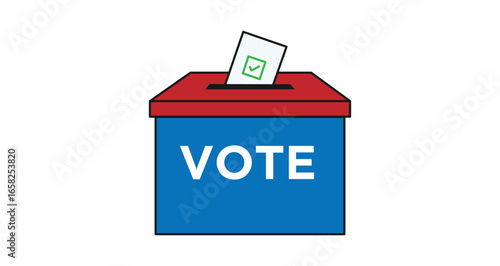 Illustration of a ballot box with a vote being cast , election, voting, politics, president, candidate