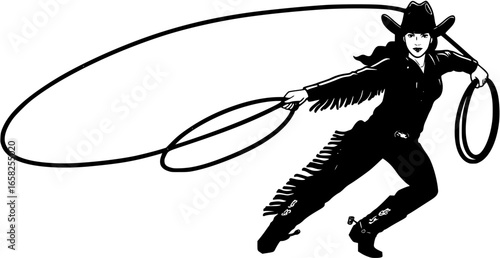 Lasso cowgirl. vector Clipart image isolated 