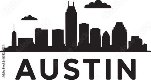 Austin Skyline Silhouette Vector on White Background