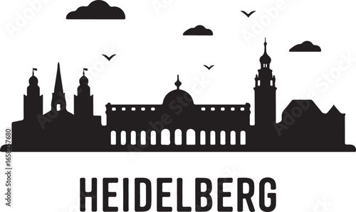 Heidelberg Skyline Silhouette Vector on White Background