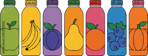 set of different bottles of water