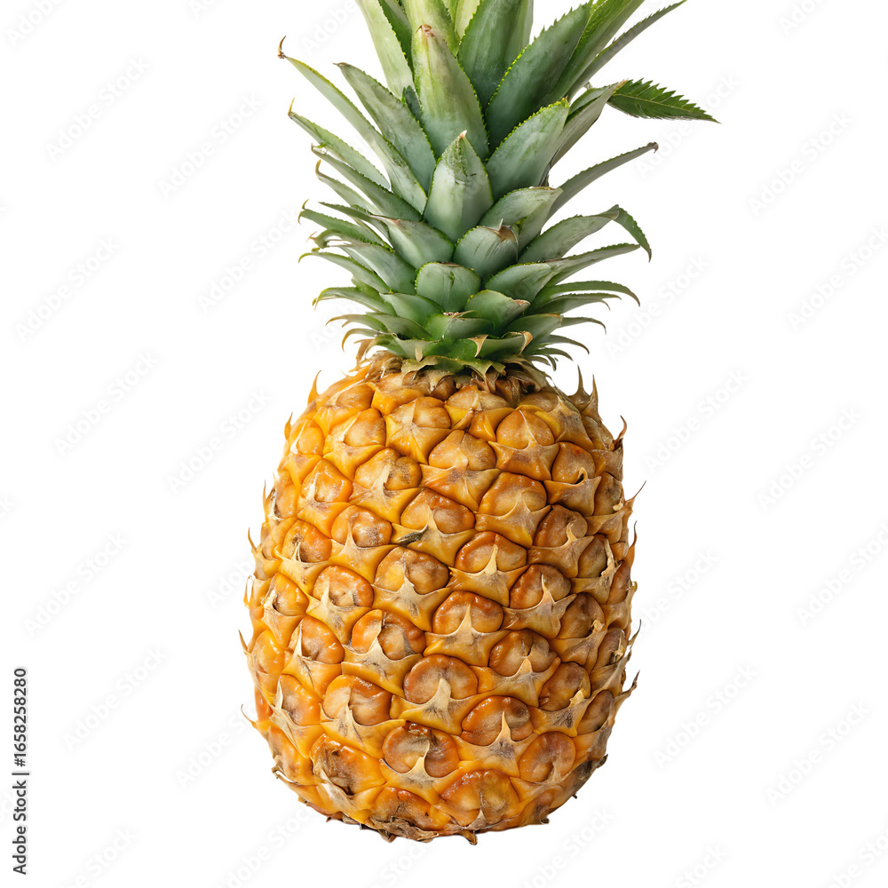 Fototapeta premium A whole pineapple with skin isolated on a transparent background 