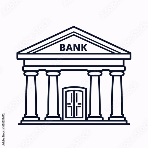 Classical vector illustration of a bank or law court building with Greek columns and a temple facade isolated on white