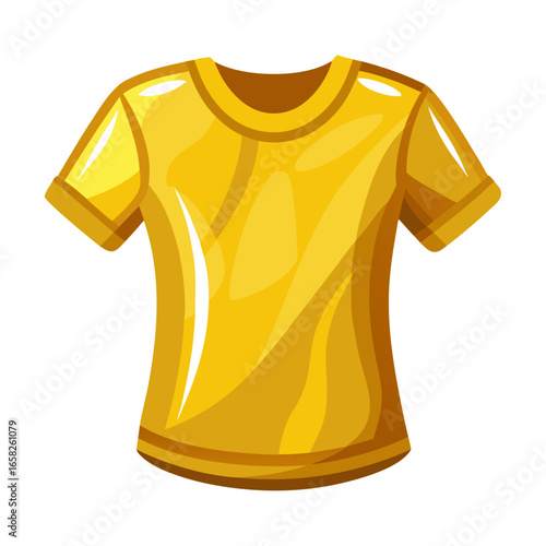 Shiny gold t shirt graphic with glossy highlights