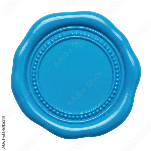 Blue wax seal isolated on transparent background