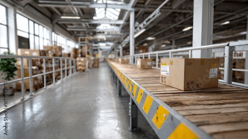 Efficient delivery management roller conveyor system in logistics warehouse parcel handling optimized environment