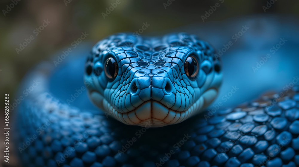 Obraz premium Close-up of a blue viper snake face