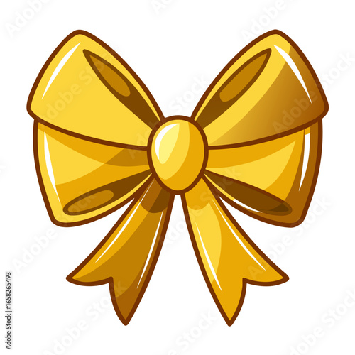 Elegant gold bow with realistic glossy shine