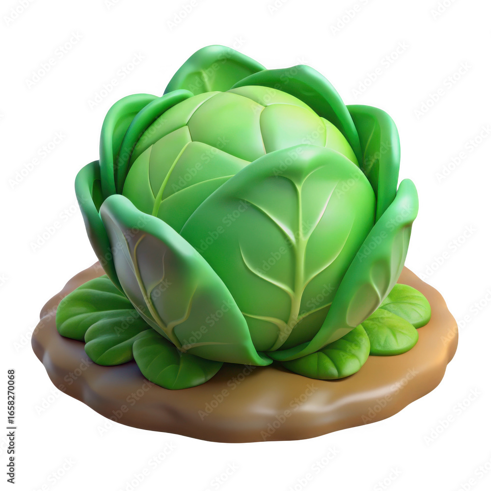 Obraz premium 3d realistic cabbage on soil base