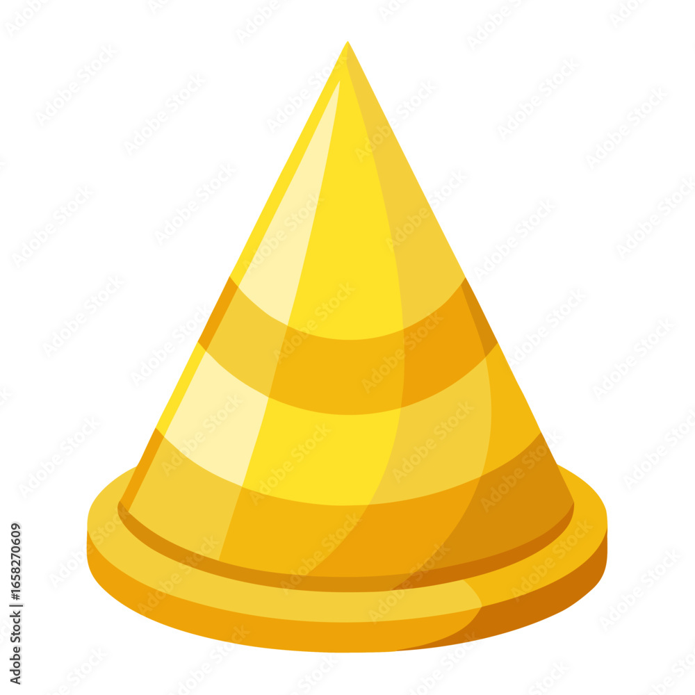 Fototapeta premium Glossy yellow party hat with three color vector design