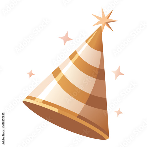 Elegant rose gold party hat with sparkle accents vector design