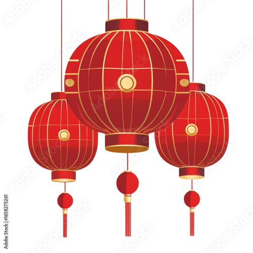 Vibrant red chinese lanterns festive decoration vector illustration scalable art