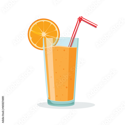 Tall Glass Fruit Smoothie with Orange Wheel - AI Generated