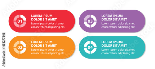 4 steps infographic template with 4 options. Flowchart that can be used for business report, data visualization and presentation. Timeline infographic elements vector illustration.
