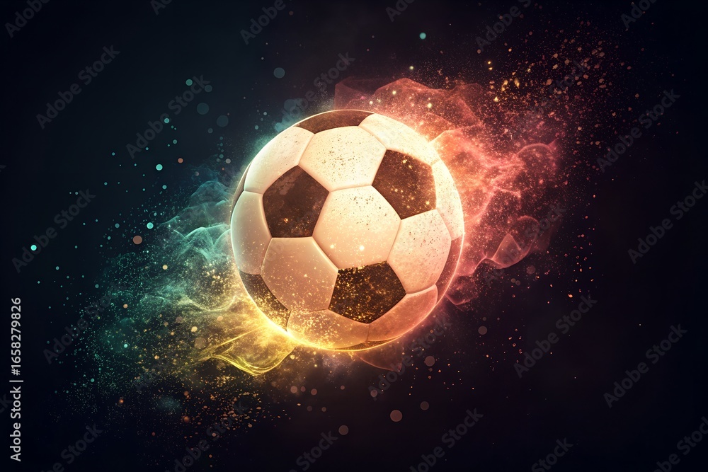 Fototapeta premium soccer ball on fire