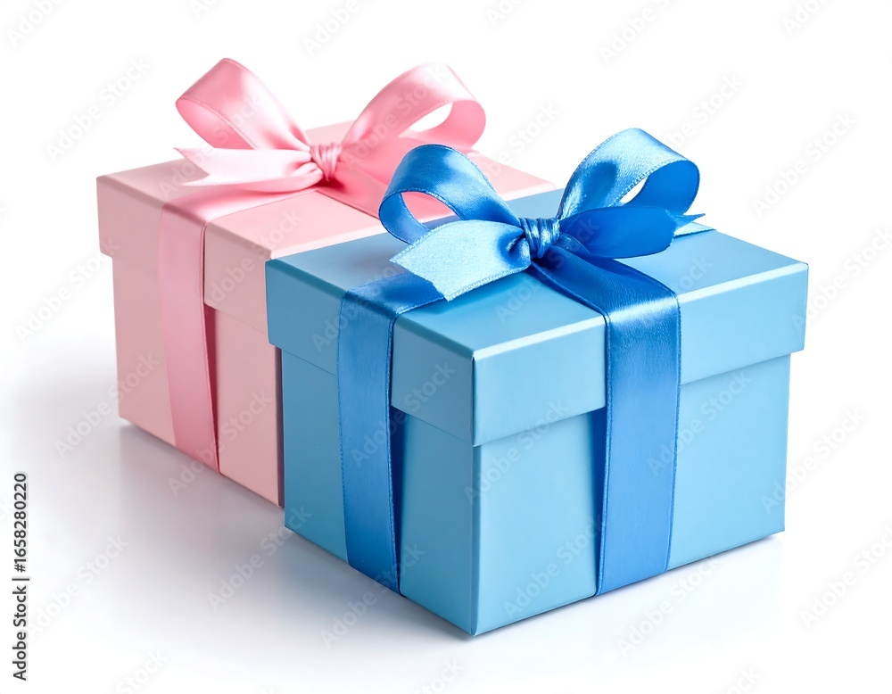 Obraz premium Two gift boxes, pastel colors, ribbons