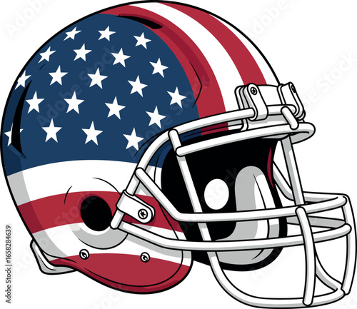 American Flag Football Helmet Vector Illustration.
