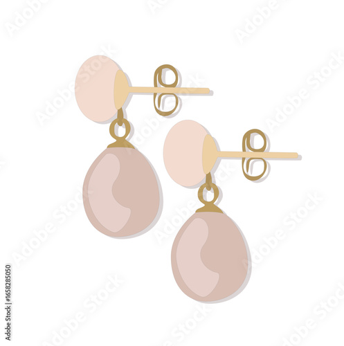 Pearls earrings.earrings icons set. Silver jewelry. 