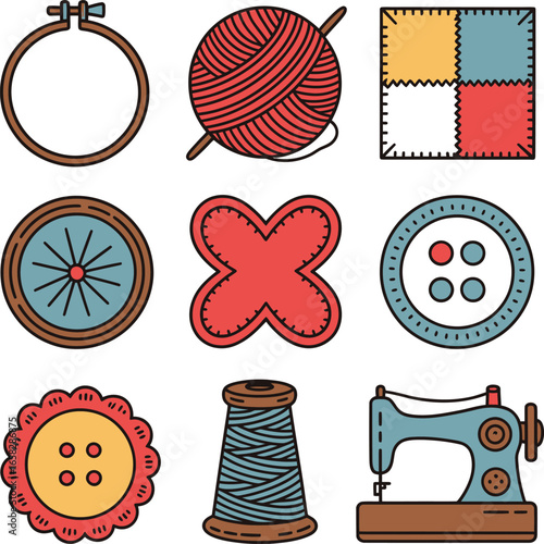 Vintage illustration vector of cute sewing accessories