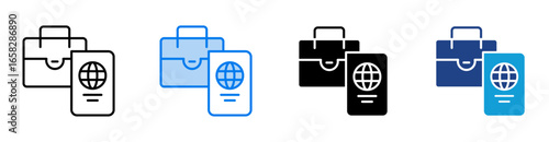 passport icon set multiple style collection