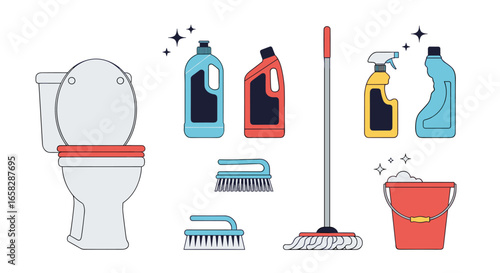 Essential household cleaning supplies for a sparkling fresh home environment