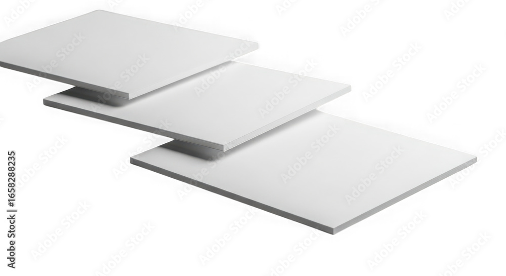 Clean white square tiles stacked and overlapping for modern design and construction projects Clean white square tiles stacked and overlapping for modern design and construction projects