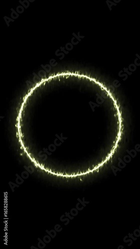 Neon glowing fire green circle icon . and glowing circle background .