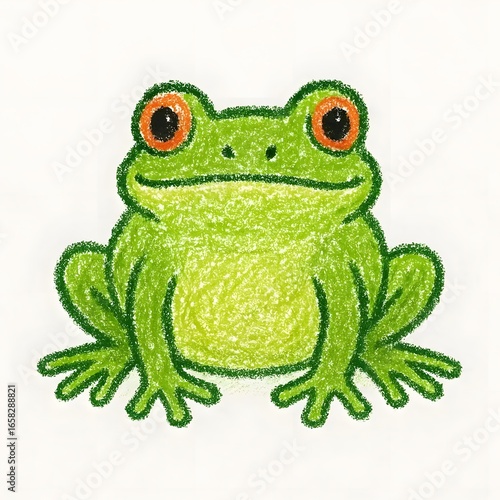 개구리, 크레용 아트 일러스트, jpeg (frog, crayon art Illustration, jpeg)