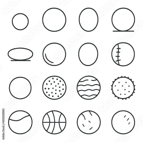 Linear sports icon set featuring football, tennis, baseball, basketball, soccer, golf, rugby, and volleyball symbols