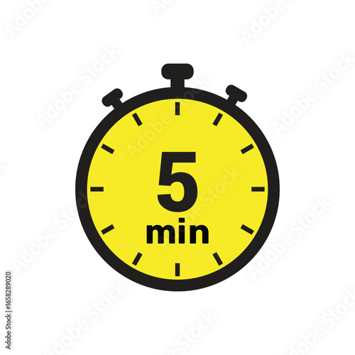 5 min clock icon vector number design illustration