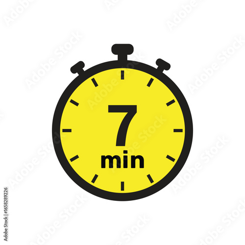 7 min clock icon vector number design illustration
