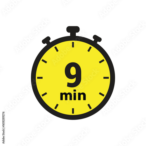 9 min clock icon vector number design illustration